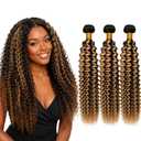 P1B27 Human Hair Highlight Kinky Curly Hair Bundles 16 18 20 inch