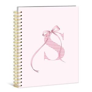 Lacama Pink Initial Letter S Notebook Journal, Coquette Trendy Preppy Bow Personalized Spiral Notebook, Customized Monogrammed Gifts, Birthday Gifts for Women, School Supplies, Office Supplies 5.5x8.3