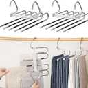 Space Saving Pants Hangers with Metal Clips, 2 Pack, Multi-Layer Closet Organizer for Trousers and Scarves