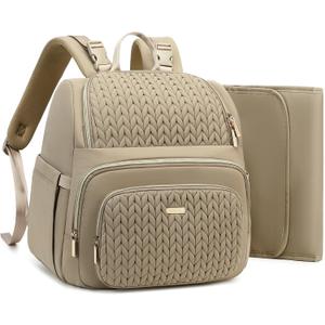 Diaper Bag Backpack - Lightweight & Stylish, Boys, Girls & Baby Travel Essentials Tote with Changing Pad, Insulated Pocket, Stroller Strap - Baby Backpack for Mom, Maternity (Brown Taupe)