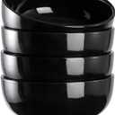 DOWAN 22 OZ Ceramic Soup Bowls & Cereal Bowls - 6" Classic Bowls Set of 4 for Soup, Cereal, Oatmeal, Fruit, Rice - Dishwasher & Microwave Safe (Black)