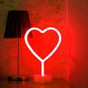 Red Heart Neon Sign, Battery Operated or USB Powered LED Neon Light for Mothers Day Decoration, Table and Wall Decoration Valentines Light for Room Classroom Dorm Wedding Proposal Anniversary Decor 2 PACK