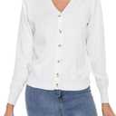 Women's V Neck Button Down Long Sleeve Cardigan Sweater (XXL)