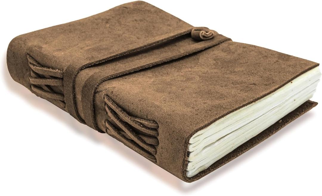 Succor Genuine Handmade Vintage Leather Journal Writing Notebook 7x5 inch - Scrapbook, Sketchbook, 200 Thick White Plain Pages, Ideal For Traveling, Gifting, Diary for Men & Women