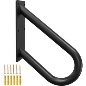 WIPHANY Handrails for Outdoor Step U Shaped Pipe Grab Hand Rails for 1-3 Steps Indoor or Outdoor Stair Wall-Mount Hand Railing for Garage Porch Patio Garden Entrance (Black)