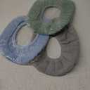 Bathroom Soft Thicker Warmer Stretchable Washable Cloth Toilet Seat Cover Pads (3)