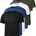 Kinglaman 1/5 Pack Mesh Workout Shirts for Men Dry Fit Gym Quick Dry Athletic Short Sleeve Sports T-Shirt Moisture Wicking (M)