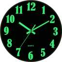 JoFomp Glow in The Dark Clock, 8 Inch Modern Silent Non Ticking Wall Clocks Battery Operated, Night Light Wall Clock for Living Room Decor, Wall Clock Decorative for Kitchen Bedroom