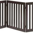 Unipaws 24" H Free Standing Pet Gate for Cat, Wooden Gates for Doorway, Stairs, Foldable Pet Fence for House, Expandable Barrier, Indoor Use, Espresso