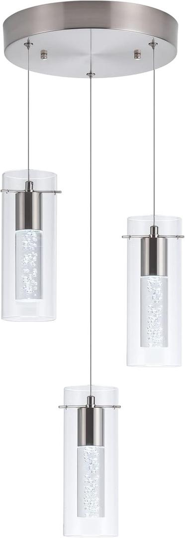 Pendant Lights Kitchen Island 3-Light, 6000K Kitchen Island Dining Room Light Pendant Lighting Fixtures Bubble Crystal Chandelier Over Island Table Modern Hanging Light for Bar Dining Room