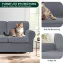 CHUN YI 7 Piece Couch Covers Sofa Covers Washable, Stretch Sofa Slipcover for 3 Cushion Couch with Seperate Backrest and Cushion Covers, Anti Slip Furniture Protector for Dogs Pets (Large, Light Grey)