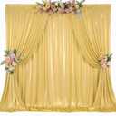 10x10ft Gold Backdrop Curtain for Parties Glitter Sequin Backdrop Wrinkle Free Polyester Drapes Shimmer Back Drop for Wedding Birthday Baby Shower Photo Photography Shiny Background 2 Panels 5x10ft