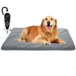 RIOGOO Pet Heating Pad, Upgraded Electric Dog Cat Heating Pad Indoor Waterproof, Auto Power Off (XX-Large 32"x 20", Grey)