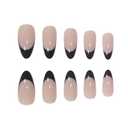 3 x 24 PCS Christmas Press on Nails Short Almond - ZWENJIE Winter Cute Sequins Fake Nails Press ons Nail Black French Art Tips with Glossy Design Full Cover Acrylic False Nails Glue on Nails Kit for Woman