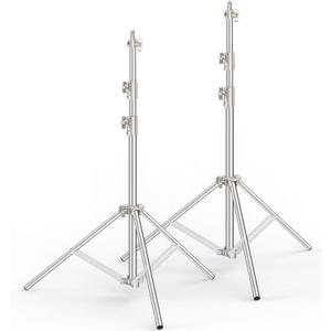 9.2 FT Stainless Steel Light Stand Photography, 2 Pack Heavy Duty Photography Tripod Stand with 1/4 to 3/8 Screw Adapter for Strobe,LED Video Light,Ring Light, Monolight, Softbox