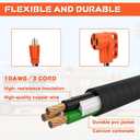 50 Amp to 110 Volt RV Adapter Cord, NEMA 5-15P Male to NEMA 14-50R Female 10 Gauge Heavy Duty Electrical Converter with Grip Handle, 125V 1875W-ETL Listed(15A Male to 50A Female)