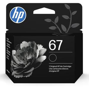HP 67 Black Ink Cartridge | Works with DeskJet 1255, 2700, 4100 and Envy 6000, 6400 Series, Eligible for Instant Ink, 3YM56AN | Packaging May Vary