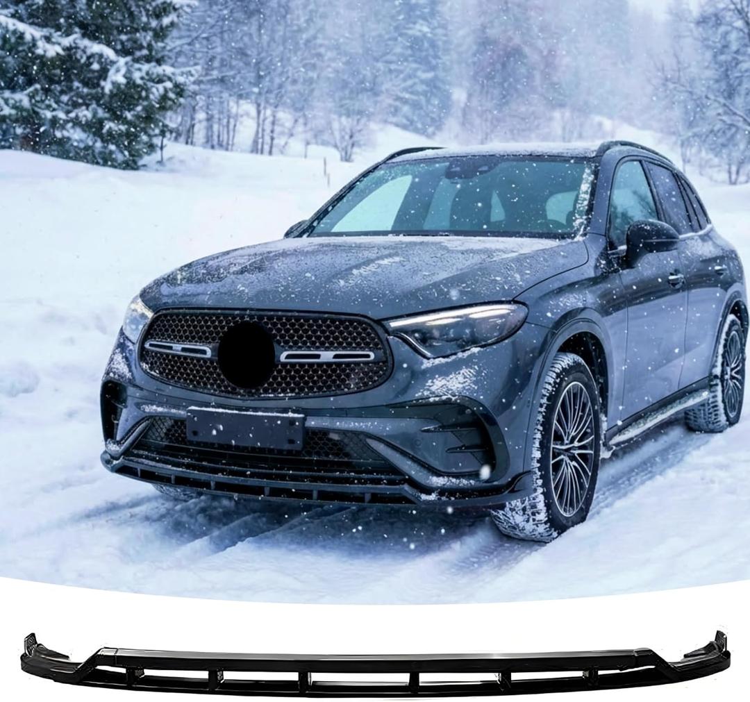 STSEV01 Front Bumper Lip Splitter Spoiler Fit for Mercedes GLC 2026-2023 X254/ C254/ GLC300/ 43 (AMG Line Model Only), 4pcs Air Dam Chin Body Kit Underbody Lip Accessories Gloss Black
