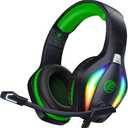 Fachixy FC100 Gaming Headset with Microphone for PS4, PS5, Switch, Xbox, PC, Mac, Gamer Headset with RGB Light, Computer Headphones with Mic