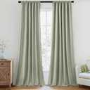 MIULEE 100% Blackout Curtains 120 Inch Long 2 Panels for Bedroom, Thick Luxury Faux Linen Black Out Curtain Room Darkening Back Tab Pleat Window Textured Drapes with Hooks for Living Room, Sage Green