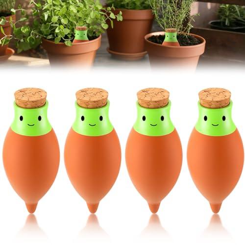 LemonRoad 4 Pcs Self Watering Terracotta Globes 11.5oz Large Ollas Plant Watering Globes Planter Insert Spike Pot Clay Planter Irrigation Device for Outdoor Indoor Easy to Refill Plant Lover Gift