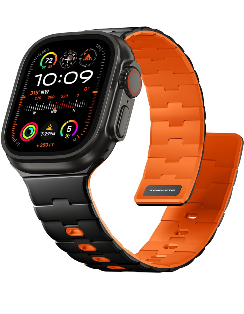 Magnetic Silicone Watchband Compatible with Apple Watch Band 44mm 45mm 46mm 49mm 42mm for Men Women, Strong Magnet Sport Strap for iWatch Series 10 9 Ultra SE 2 8 7 6 5 4 3 1