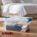 Tribello Clear Plastic Storage Bins with Lids Stackable Storage Bins (15 Quart)