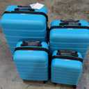 COOLIFE Luggage 4 Piece Set Suitcase Spinner Hardshell Lightweight TSA Lock (Family Set-Sky Blue)