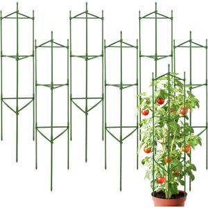 6 Pack 48 Inch Tomato Cages for Garden, Triangle Metal Plant Support with Rust-Resistant Coating, Heavy Duty Tomato Trellis for Raised Bed, Pots, Cucumbers, Peppers & Climbing Plants