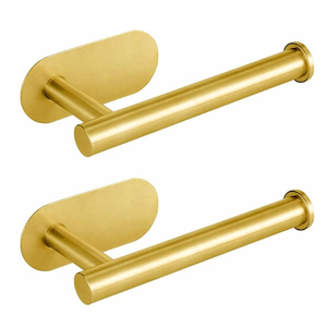Toilet Paper Holder Self Adhesive, Eolax Toilet Roll Holder no Drilling for Bathroom Washroom, Tissue Roll Holders Wall Mount, Stainless Steel (2 Pack, Gold)