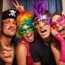 Landhoow 33 Pcs Funny Photo Booth Party Assorted Photo Booth Kit Props Costume Accessories Set, Captain Hat Funny Glasses for Wedding Props Birthday Parties Family Photos Booths Carnival Party