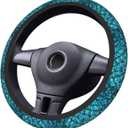 Teal Blue Mermaid Fish Dragon Scales Cool Funny Steering Wheel Cover Car Accessories Cute for Women Girls Girly Universal 15 Inch Neoprene Auto Interior Decor Anti Slip Car Truck Protector