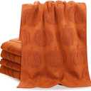 Peryiter 3 Pcs Fall Hand Towels 3D Rust Pumpkin Jacquard Thanksgiving Hand Towels for Bathroom 100% Cotton Soft Kitchen Decorative Set for Autumn Holiday Decor Fall Gift(13.7'' x 29.5'')