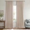 MIULEE Non-See-Through Privacy Linen Curtains 2 Panels, Light Filtering Window Curtains Farn House Textured Back Tab Semi Sheer Drapes for Bedroom Living Room, 52 x 108 Inches Long, Burlywood