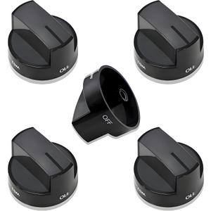 Upgrade W10339442 Gas Stove Knobs, Cooktop Surface Burner Control Knob Compatible with Whirlpool Gas Range Stove Oven, Replacement WPW10339442 PS11753188-5 Pack Black