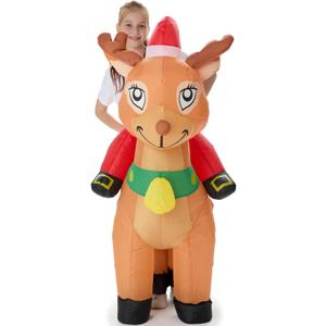 Christmas Inflatable Costume for Kids Blow up Funny Riding on Costume for Children Boy Girl Party Cosplay Outfit, Reindeer