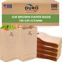 DURO Dubl Life SOS Large Brown Paper Lunch Bags Size #12, Blank Recycled Kraft Paper Sacks for Kids Snacks, Sandwich, Arts & Crafts Projects, Grocery Food To-Go and Retail - 500 Count