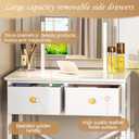 X-cosrack Small Makeup Vanity Desk with Mirror & Chair, Mini Vanity Desk Table Set with Fabric Storage Drawer, 19.7" Compact Vanity Desk for Kids, Girls, Dressing Table with Chair for Bedroom, White