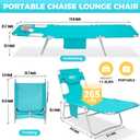 #WEJOY Folding Tanning Chair with Face Hole, 5 Positions Face Down Beach Lounge Chairs with Pillow for Outside Sunbathing Poolside (Cyan)