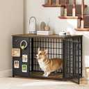 Foldable Dog Crate Furniture, Dog Crate with DIY Frame, Heavy Duty Dog Kennel Indoor with Hooks, Wooden Dog Cage End Table, for Small/Medium Dogs, Rustic Brown and Black DC95BR