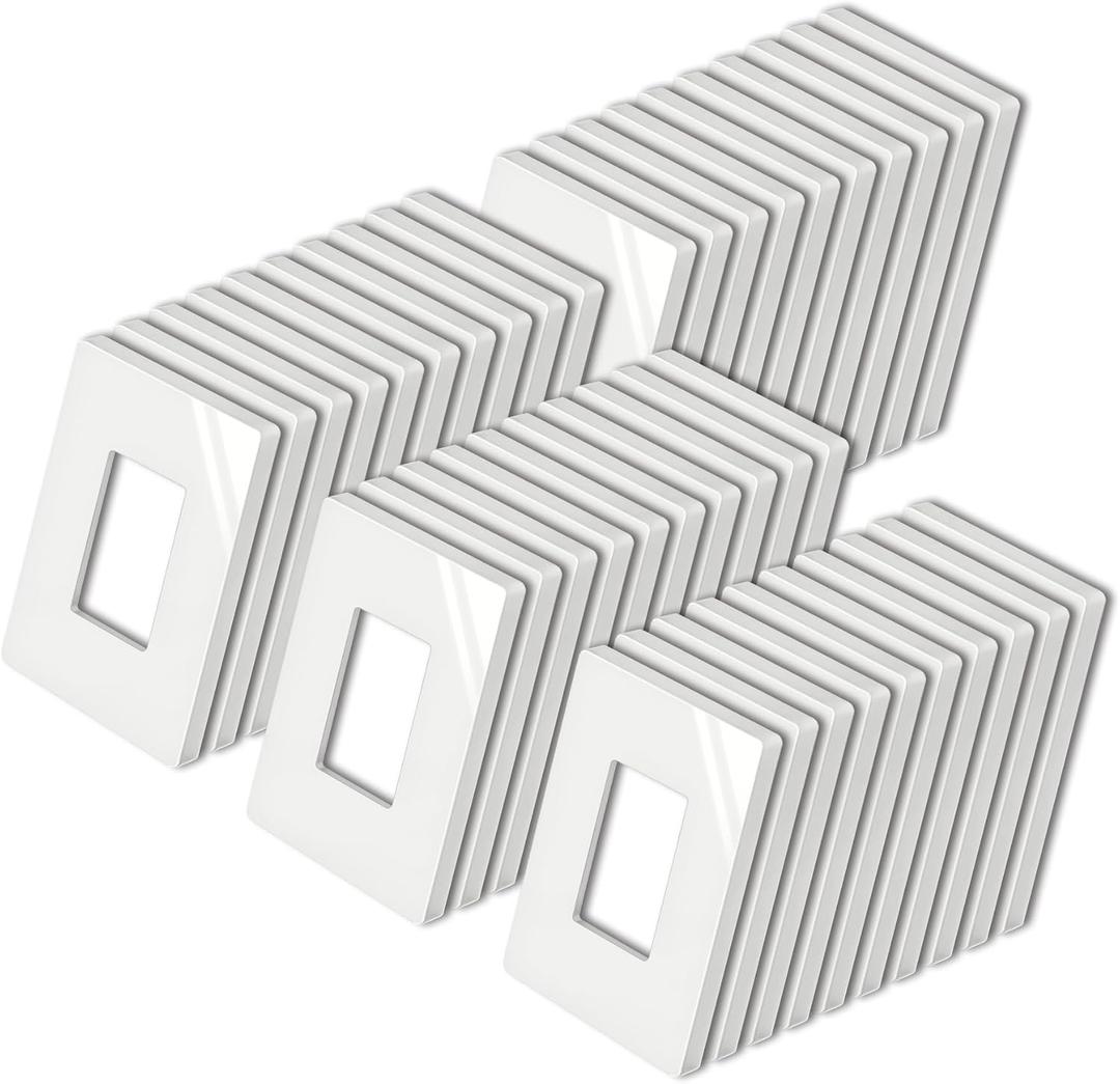 BESTTEN [40 Pack] Mid-Size Screwless Decorator Wall Plate, Midway Receptacle Outlet Cover, Midsized 1 Gang Switch Plate, USWP4 Glossy Off White, UL Listed, H4.88" x W3.11"