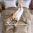 JELLYMONI 100% Washed Cotton Duvet Cover King Soft, Breathable Linen-Look Bedding with Natural Wrinkle Texture, Button Closure, 3-Piece Set (Dusty Khaki, 104"x90")