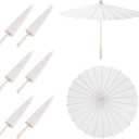  6 Pcs Paper Umbrellas Parasol White