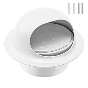 Dryer Vent Cover Outside 4 Inch with Damper,Hon&Guan Round Wall Vent Cover Stainless Steel Dryer Exhaust Vent-White