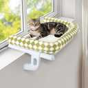 Sunhoo Cat Window Perch Hammock Sturdy Windowsill Bed Seat for Large Cats No Drilling No Suction Adjustable Kitty Shelf with Washable Cover Easy Assembly Holds up to 40 lbs 24.8 * 15 in (Green, L)