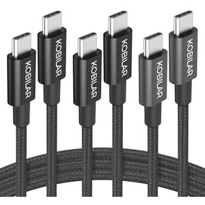 Kobilar USB C to USB C Cable,60W 3A Fast Charging USB C Charger Cable 3 Pack(3.3+5+6.6ft),Type C to Type C Cable for iPhone15/15Pro/16Plus/16ProMax/ipad Air 4/iPad Pro2022/Samsung S23