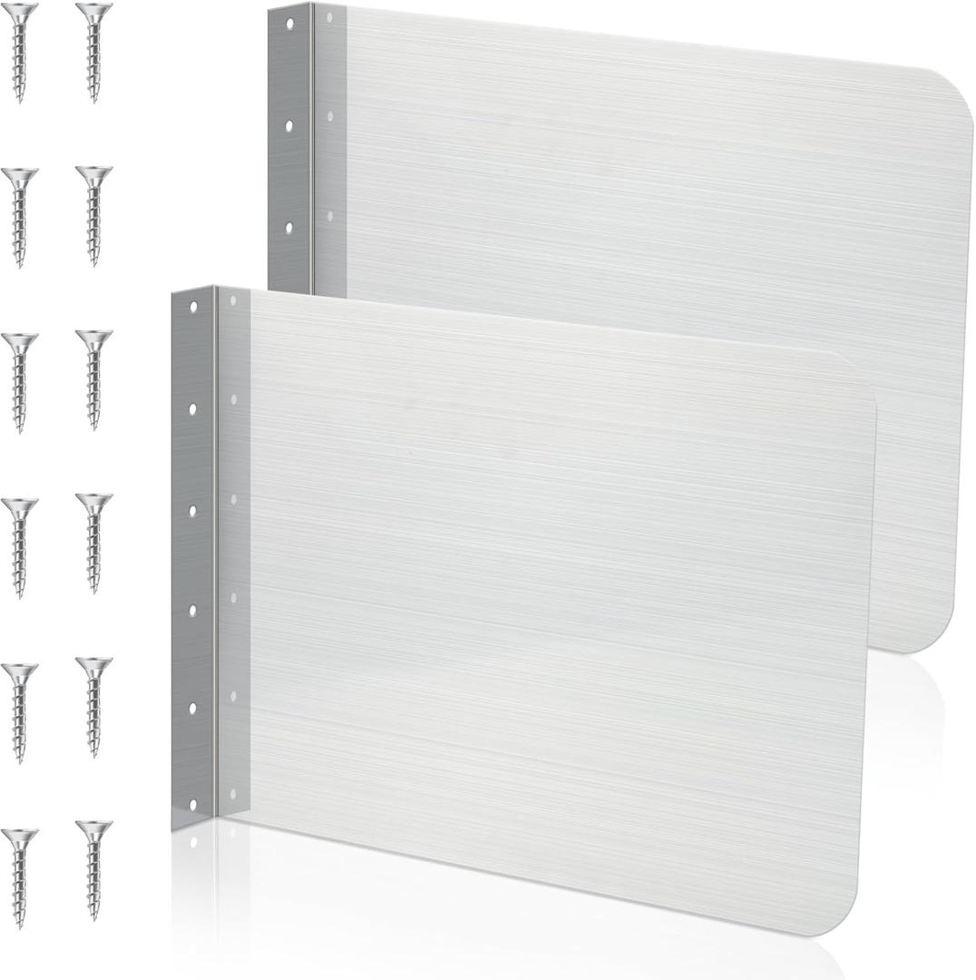 Therwen 2 Pcs Stainless Steel Side Splash Guard for Kitchen Sink 15 x 12 Inch Wall Mount Guard with Screws Commercial Restaurant Bar Hand Wash Sink and Compartment Prep Splash Protector Supply