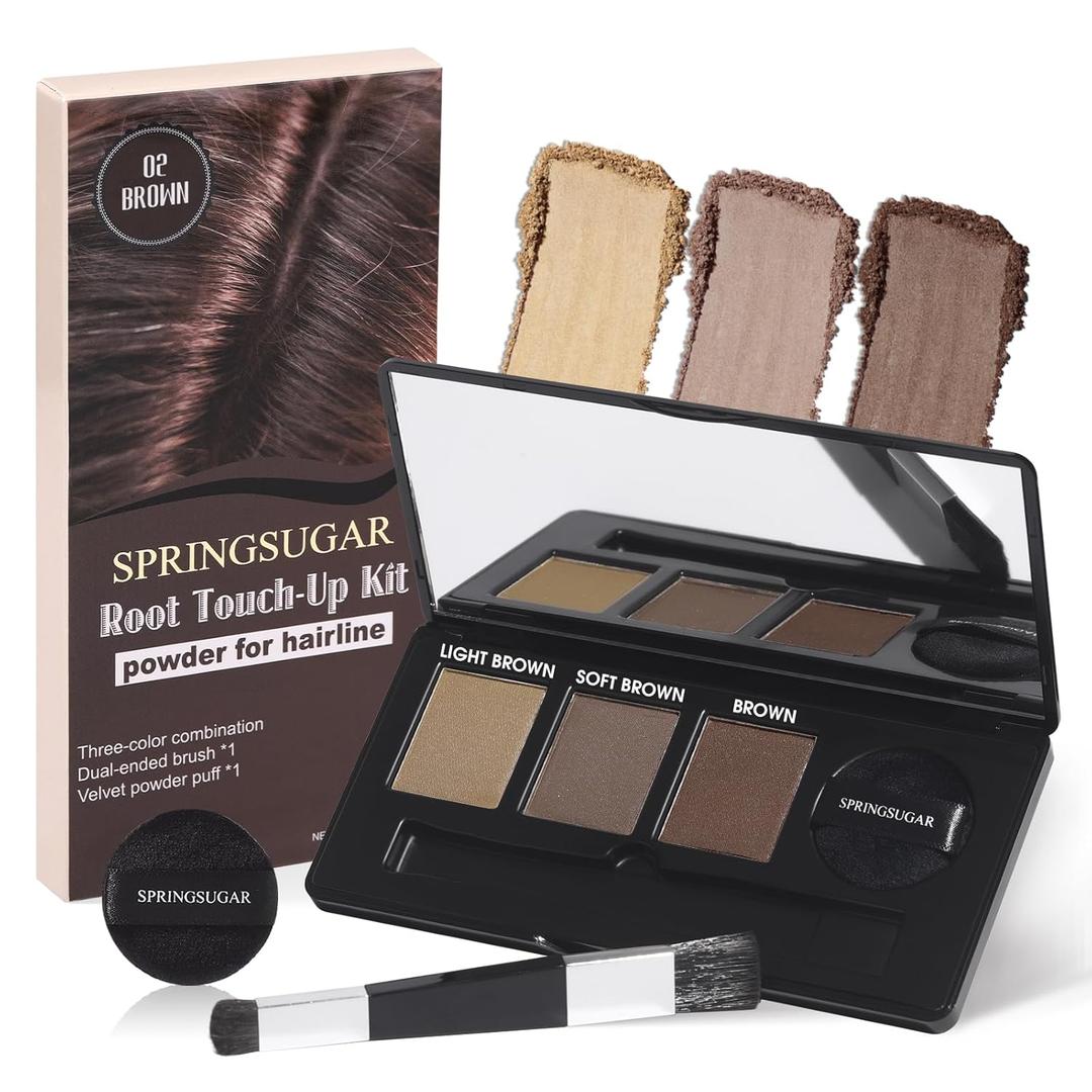 Root Touch Up Hair Color  3 Color Blendable Hairline Powder for Gray Coverage, Root Cover Up & Thinning Edges  48H Sweat Resistant, Natural Finish for Women & Men  Brown