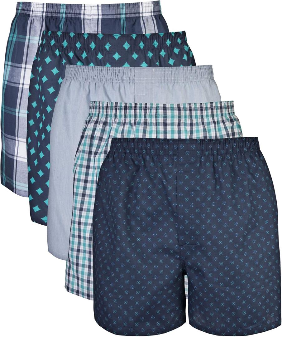 Gildan Men's Underwear Boxers, Multipack, Assorted Navy (5-Pack), 2X-Large