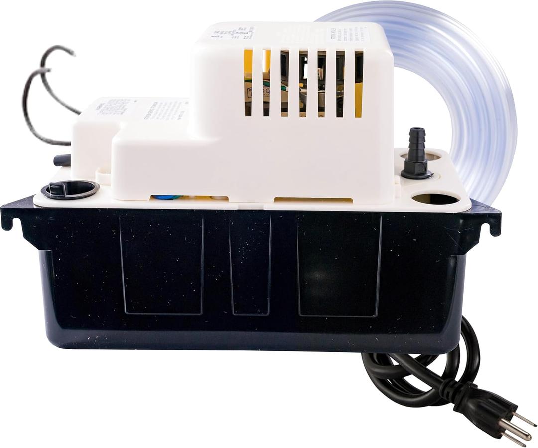 Little Giant VCMA-15ULST 115 Volt, 65 GPH, 1/50 HP Automatic Condensate Removal Pump for HVAC/Refrigeration Systems/Dehumidifiers with Overflow Detection Switch and 20-Foot Tubing, Black/White, 554415